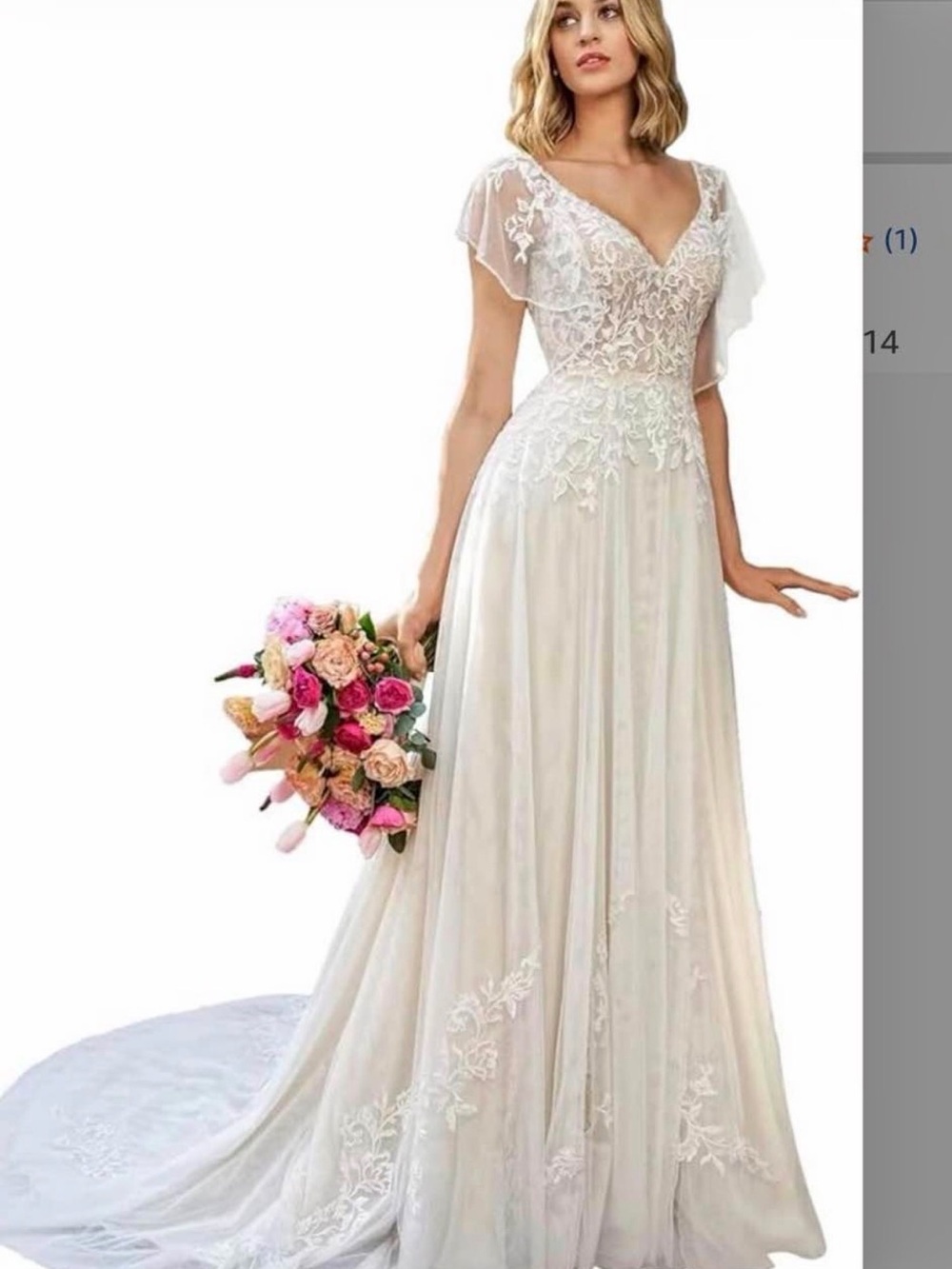 Elegant Lace A-Line Bridal Dress in Ivory